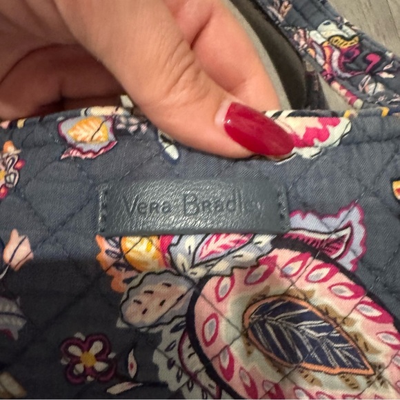 Vera Bradley Cotton Tote Bag Paisley Print Pink and Grey Inside Pockets - Picture 2 of 7